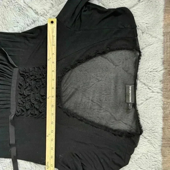 Vintage Armani Black Mesh Midi Dress Size 6 Gothic Romantic Witchy Romantic Goth - Picture 12 of 16